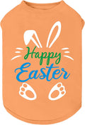Fitwarm Happy Easter Bunny Dog Shirt, Easter Dog Clothes for Small Dogs Boy Girl, Cute Pet Outfit, Green, Blue, White, Orange, Large
