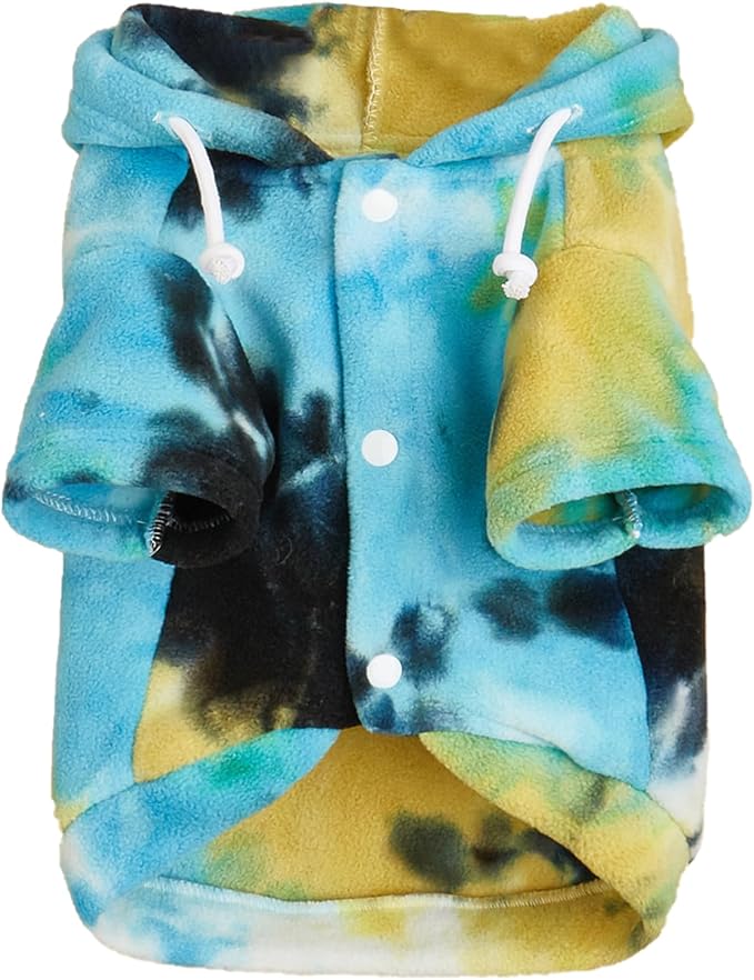 Mklhgty Tie Dye Dog Hoodie, Winter Coat for Small Dogs - Ultra-Soft Adjustable Warm Hood, Breathable Comfort Fabric for Daily Use