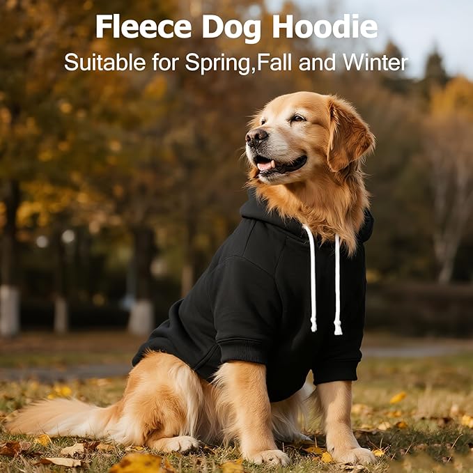 Dog Basic Hoodie Ultra-Soft Dog Clothes Cold Weather Sweaters for Medium Large Dogs Breathable Cozy Fabric Pet Coat Warm Stylish Sweatshirt with Leash Hole Pocket Dogs Jacket for Cats Boys Girls