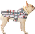 Dog Raincoat for Medium Dogs Waterproof Hooded Rain Jacket with Reflective Strips Leash Hole & Poncho Adjustable Fit (Plaid,M)