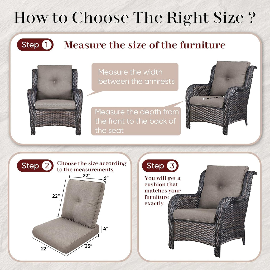 Outdoor Chair Cushions-Patio Chair Cushions Set of 2 with Removable Cover 22 X 25 Inch Outdoor Cushions for Patio Furniture Chair Sofa Couch-Grey