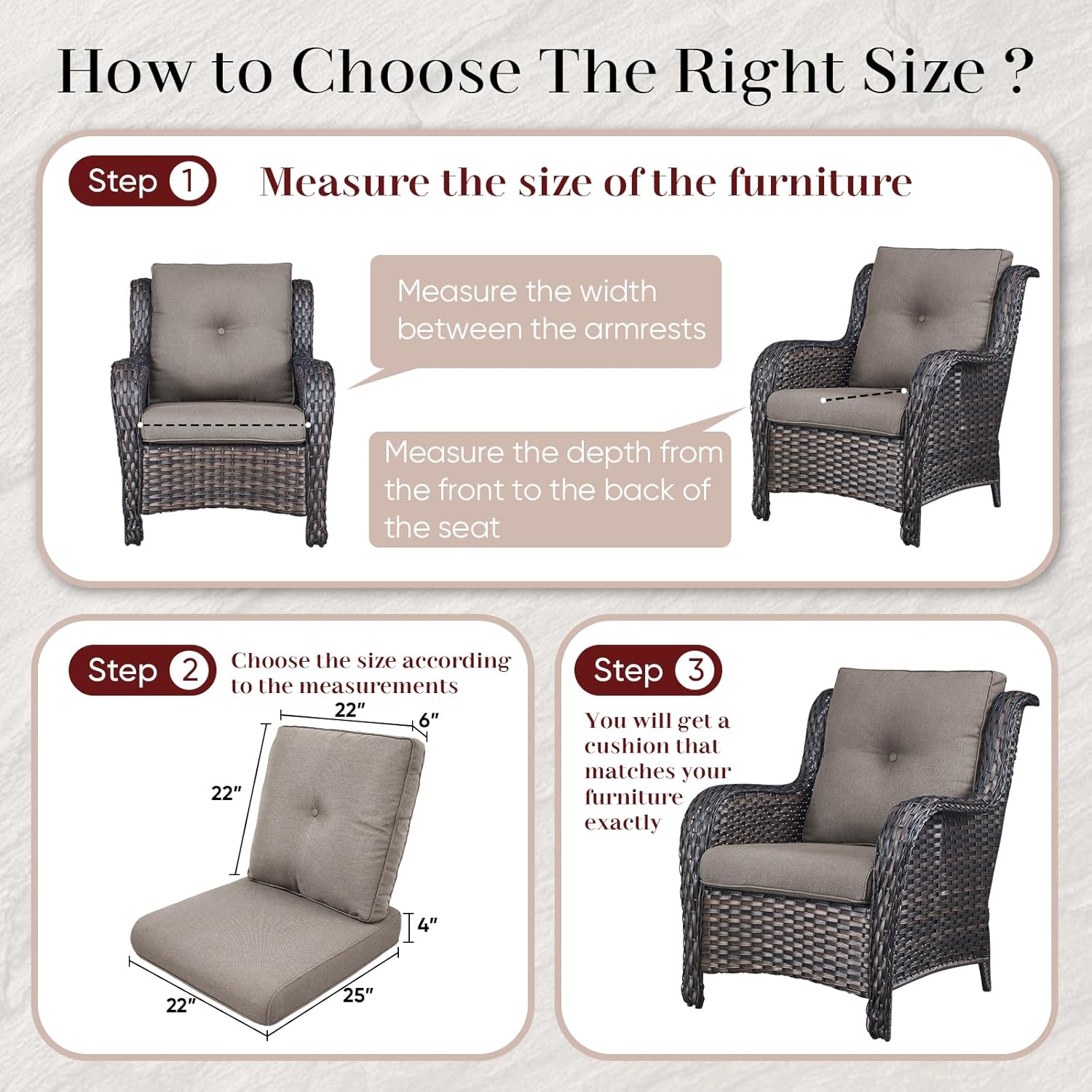 Outdoor Chair Cushions-Patio Chair Cushions Set of 2 with Removable Cover 22 X 25 Inch Outdoor Cushions for Patio Furniture Chair Sofa Couch-Grey