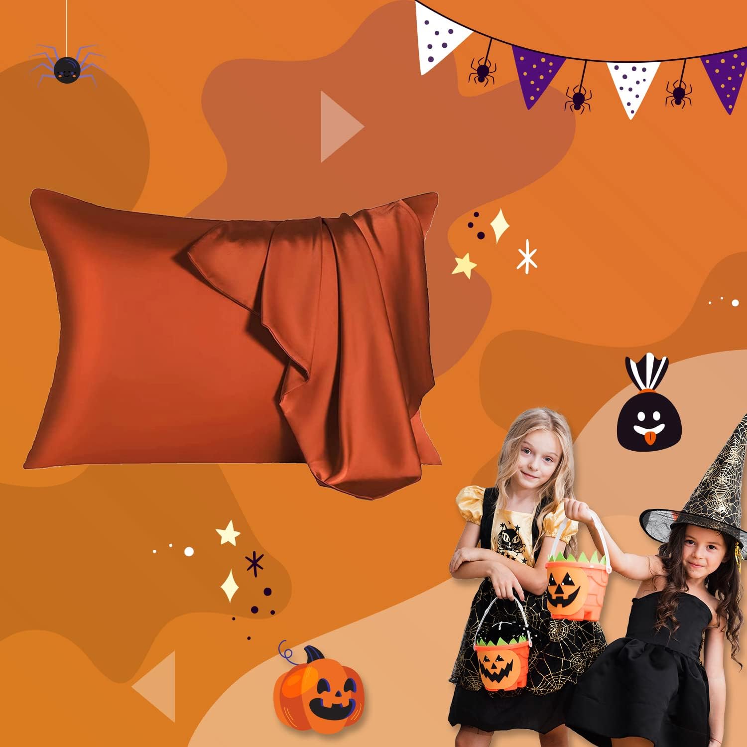 Mulberry Silk Pillowcase for Hair and Skin,King Size Cooling Silk Pillow Case with Hidden Zipper,Allergen Proof Dual Sides Soft Breathable Smooth Silk Pillow Cover for Women(King,Orange)