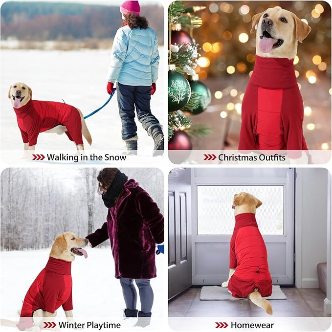 Dotoner Dog Sweater Warm Fleece Pullover Winter Sweatshirt with Turtleneck Leash Opening Waterproof Back Four Leg Cozy Clothes for Medium Large and Small Dogs