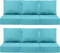 Luxury 22x24/22x25 6-Inch Outdoor Deep Seat Cushions Set of 6 - Comfortable Patio Zipper Chair Cushion for Wicker Dining Rocking Gilider Loveseat Couch Sectional Sofa - Turquoise