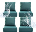 6" Thicker Outdoor Chair Cushion 4 Sets - 24" *24" *6" Waterproof Patio Furniture Cushions with Removable Cover, 28D High Density Sponge Filling Thicken Outdoor Patio Cushions - Peacock Blue