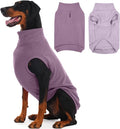 IECOii 2 Pack 4XL Dog Fleese Sweater - Warm & Stretchy, Machine Washable, Doberman Sweaters for Indoor Outdoor, Soft Dogs Coats Boy Girl for Fall Winter (Size XXXXL,Dark Purple & Light Purple)