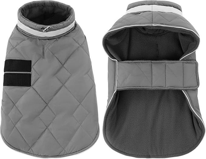 Dog Winter Coat Warm Padded Puppy Jacket Windproof Water Resistant Clothes for Small Medium Large Pets Christmas Sweater Outfit Vest(Grey, 3XL)