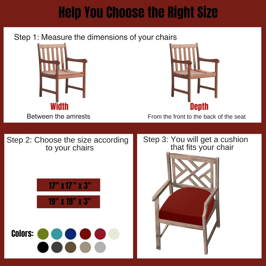 idee-home Outdoor Chair Cushions Set of 2, Thick 17" x 17" x 3" Patio Chair Cushions for Outdoor Furniture Waterproof with Ties, Seat Cushion, Patio Chair Pads Dining Chair Medium Spice