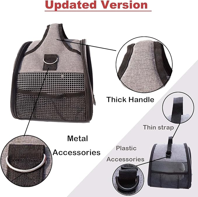 Guinea Pig Carrier, Small Pet Carriers for Rabbit Hamster Bird Bunny Bearded Dragon Kitty and Etc. Animal Bag with Stable Handle and Waterproof Pad, Easy Travel and Vet Visit-Large