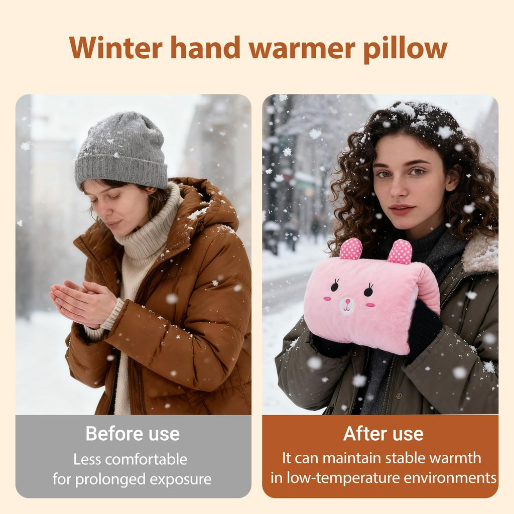 Kids Cartoon Hand Pillow,Winter Hand Warmer Rest Arm Pillow,Non-Electrical Travel Essentials,Arm Support for Napping,Soft Cotton Winter Hugging Cushion,Home Animal Doll Plush Muffs (Model 4)