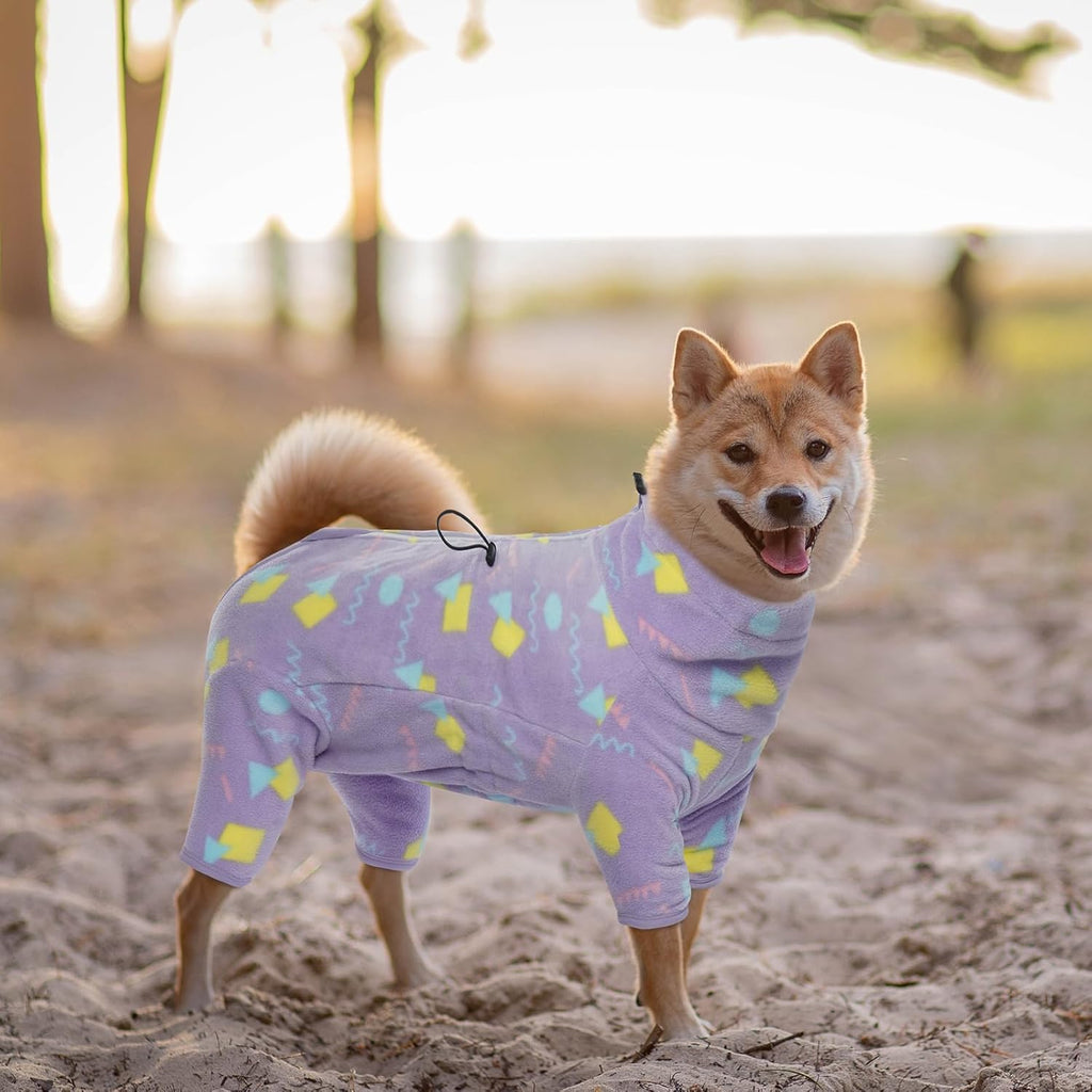 ROZKITCH Dog Winter Coat Soft Fleece Pullover Pajamas, Pet Windproof Warm Cold Weather Jacket Vest with Luminous Zipper, Jumpsuit Apparel Outfit Clothes for Small Medium Large Dog Geometry M