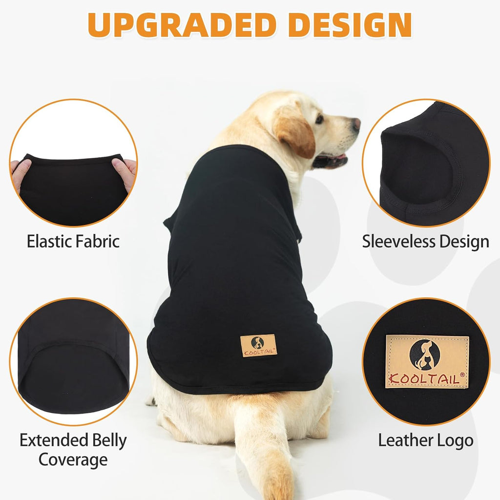 KOOLTAIL Boy Dog Clothes for Medium Dogs, 2 Pack Cotton Fall/Winter Warm Dog T Shirts Coats for Outdoor, UV & Insect Protection Anti-Hair Loss & Lightweight Pet Vest Tank Tops Apparel, Black & Grey, M