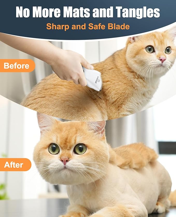oneisall Pet Shaver for Cats - Quiet Cordless Cat Clippers for Matted & Long Hair
