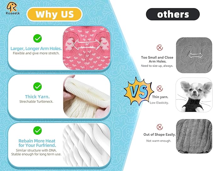 2 Pack Dog Sweater Winter Warm Clothes - Heart Soft Puppy Small Thickening Turtleneck Sweatshirt for Chihuahua, Bulldog, Dachshund, Pug, Yorkie (XS, Pink, Red)