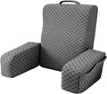 Bed Reading Pillow Back Support with Arms, Removable Pillowcase for Book Working Gaming Resting Watching TV, Gray/20in