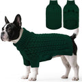 SAWMONG Dog Sweater, Dog Sweaters for Medium Dogs Girls Boys, Pullover Turtleneck Knitted Doggy Sweatshirt, Cold Weather Pet Clothes（Green, Medium