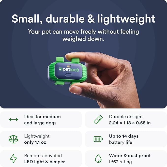 GPS Pet Tracker for Dogs - Dog Tracker Fits on Your Pets Collar, Waterproof, Smart App Controllable Geofencing and Pet Location History (Dog - 4 Months Included)
