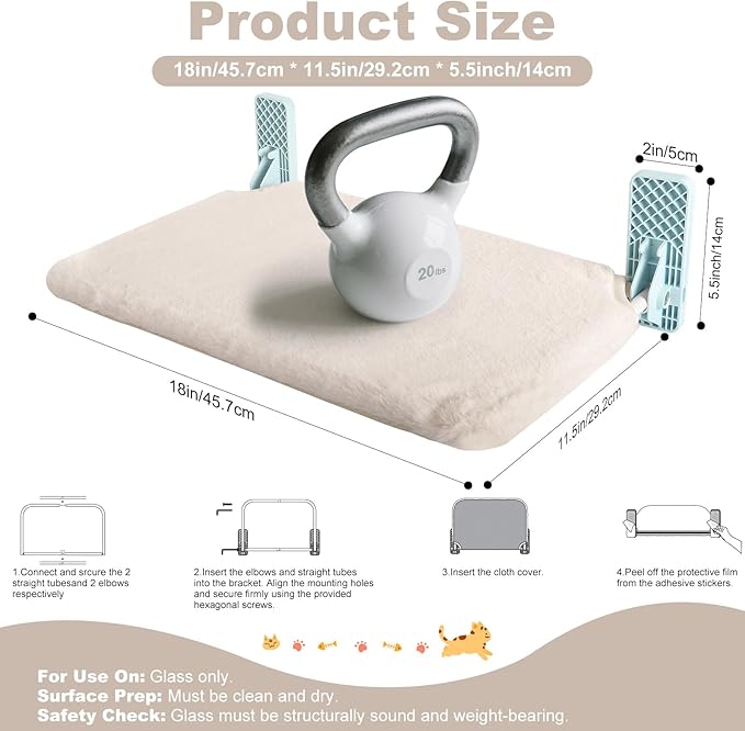 Revolutionary Cat Window Perch Hammock with Strong Adhesive Tapes, Solid Metal Frame and Reversible Cover Cat Bed for Window, Foldable Design