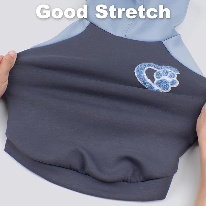 KYEESE Dog Hoodie Stretchy Cat Coat with Leash Hole Warm Pet Clothes Dogs Winter Coat for Cold Weather Pet Sweatshirt with Drawstring Comfort Cat Sweater Soft Dog Clothes for Small Dogs