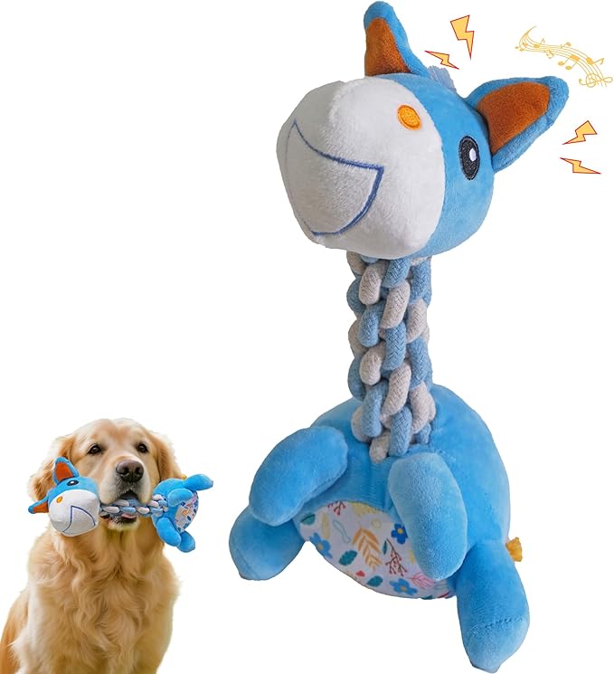 Knots Twists Dog Toy, Squeaky Rope Chew Toy for Small & Medium Dogs, Indestructible Tug of War Toy for Aggressive Chewers & Puppies, Dental Chew Toys to Clean Teeth & Relieve Boredom (Pony)