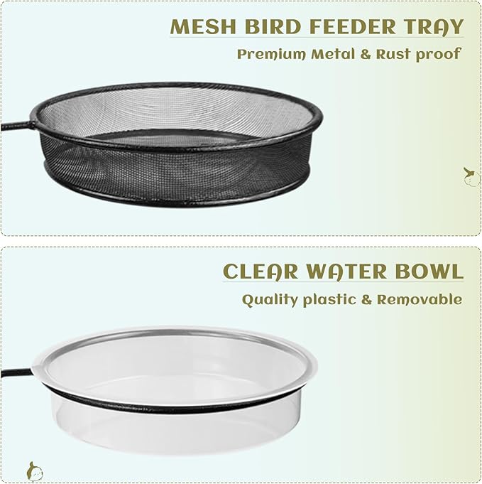 2 Pack Deck Bird Feeders Deck Mount Bird Bath Spa for Dual Use Deck Flower Stand Flower Pot Great for Attracting Birds Detachable and Adjustable Heavy Duty Sturdy Steel,Bronze