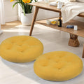 Meditation Floor Pillow Set of 2, Round Large Pillows Seating for Adults, Tufted Corduroy Cushion for Tatami Living Room, 22x22 Inch FP-Yellow-R