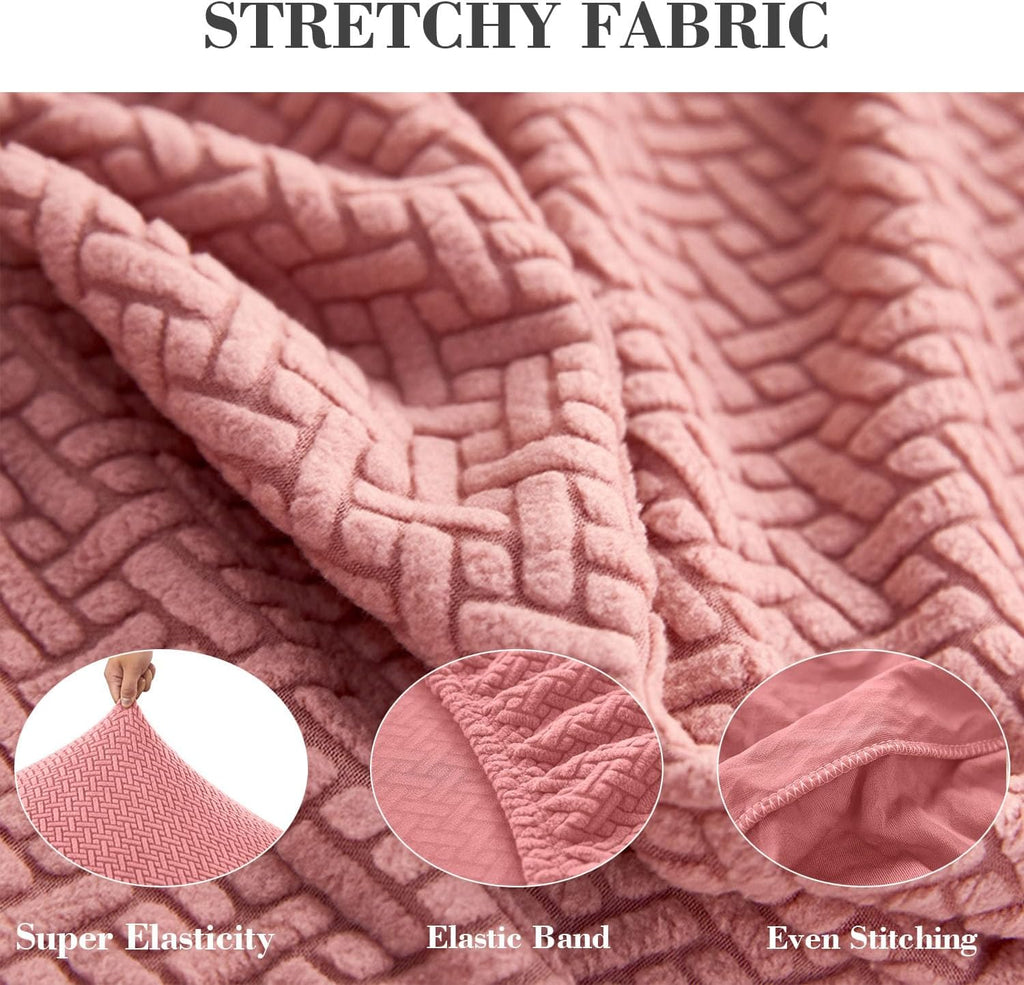 2Pcs Couch Arm Covers, Armrest Cover for Sofa, Sofa Arms Covers Washable Arms with Twist Pins Soft,Skin-Friendly for Pets (Texture Pink, Armrest Cover)