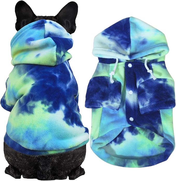 Mklhgty Tie Dye Dog Hoodie, Winter Coat for Small Dogs - Ultra-Soft Adjustable Warm Hood, Breathable Comfort Fabric for Daily Use