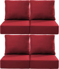 Luxury 22x24/22x25 6-Inch Outdoor Chair Cushions Set of 4 - Heavy Duty Water-Resistant Comfortable Cushion for Patio Furniture Set Dining Gliding Rocking Chairs Loveseat L-Shape Sofa - Red