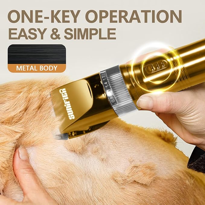 Professional Dog Grooming Clippers for Thick Coat - Dog Hair Trimmer for Grooming- Sheep Shears for Thick Hair – Pet Grooming Clippers for Dogs, Cats, Sheeps, Horse (Gold)