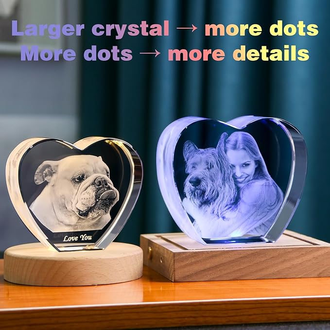 3D Photo Crystal,Pet Memorial Gift for Dogs Or Cats, Dog Memorial Gifts for Pet Owners,Personalized Crystal Picture Frame,Customized Photo Gifts