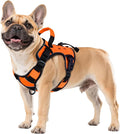WINGOIN Orange Tactical Dog Harness for Small Dogs, Heavy Duty No Pull Harness with Handle, Adjustable Reflective Military K9 Pet Vest for French Bulldog, Pug, Walking, Training, Hunting (S)