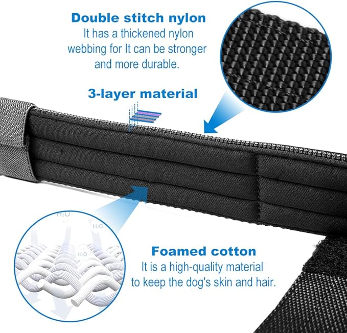 TSPRO Tactical Dog Collar, Adjustable, with Patch & Double Needle Metal Buckle, Heavy Duty for Large to Extra Large Dogs, Durable for Walking, Running, Hiking & Training (Black L-XL)