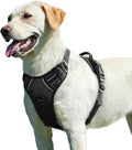 Eagloo Dog Harness for Large Dogs, No Pull Service Vest with Reflective Strips and Control Handle, Adjustable and Comfortable for Walking, No Choke Pet Harness with 2 Metal Rings, Black, L