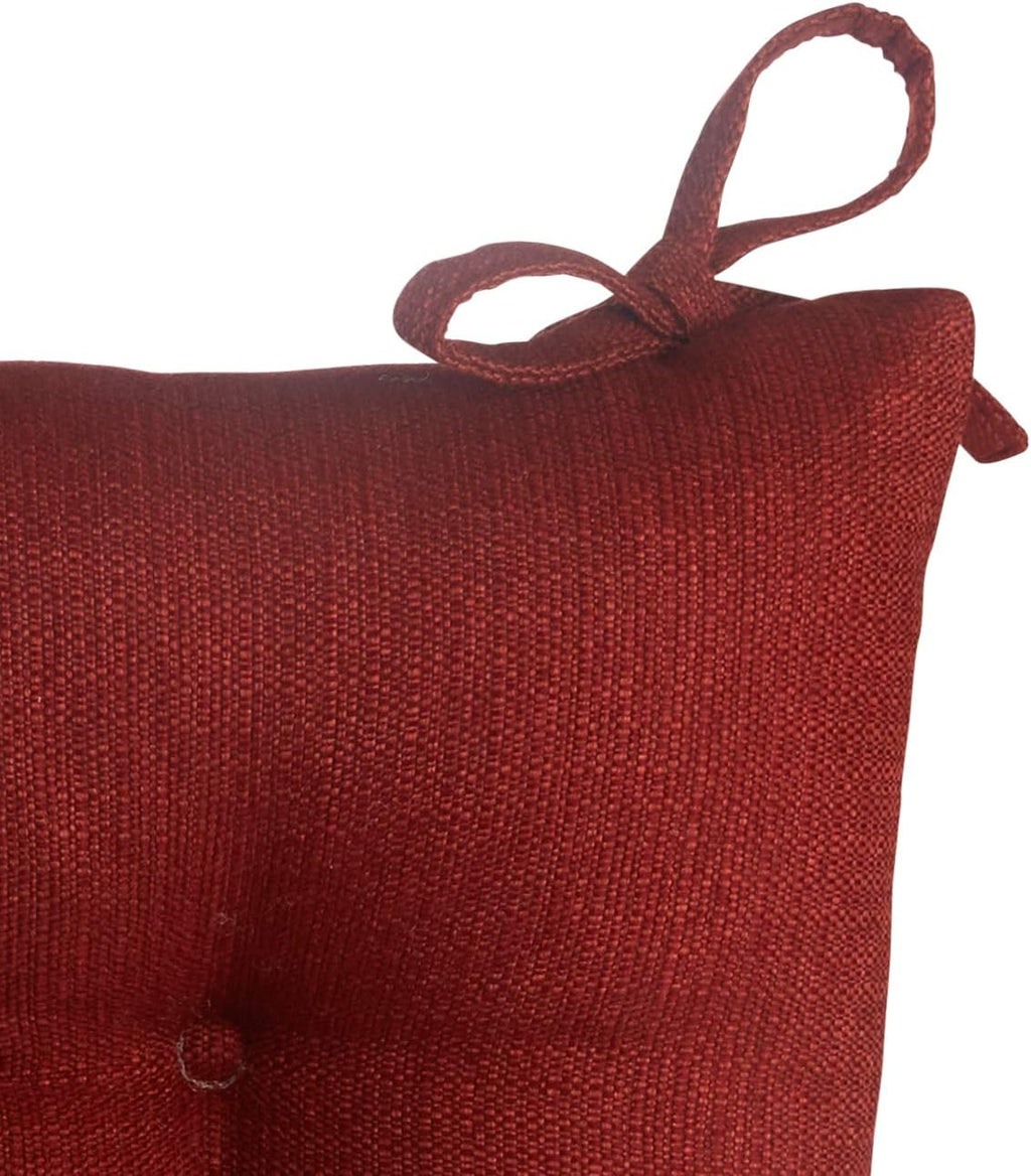 Klear Vu Omega Non-Slip Rocking Chair Cushion Set, Assembled in USA, Thick Padding & Tufted Design, Includes Seat Pad & Back Pillow with Ties, 17x17 Inches, 2-Piece Set, Solid Flame Red