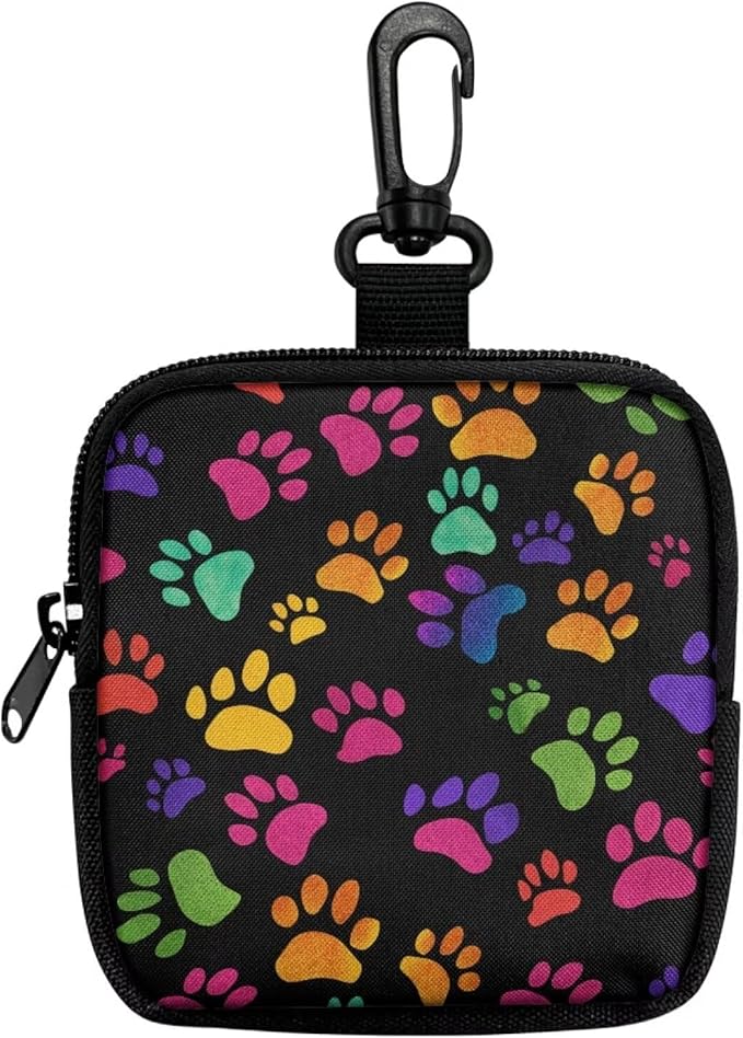 KEIAHUAN Paws Printing Dog Training Treat Pouch Hand Free Puppy Dog Treat Bag with Carabiner, Hands-Free Snack Pouch for Dogs Training, Walks & Outdoor Use