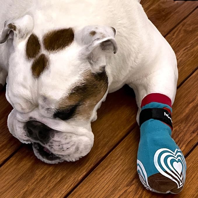 Medical First-Aid Double Sided Anti-Slip Cotton Dog Socks | PawFlex Comfy Pawz Silicone Nonslip at Inner Cuff for No Twisting or Sliding Off | Pet Paw Protection |Wound Care | Traction Control