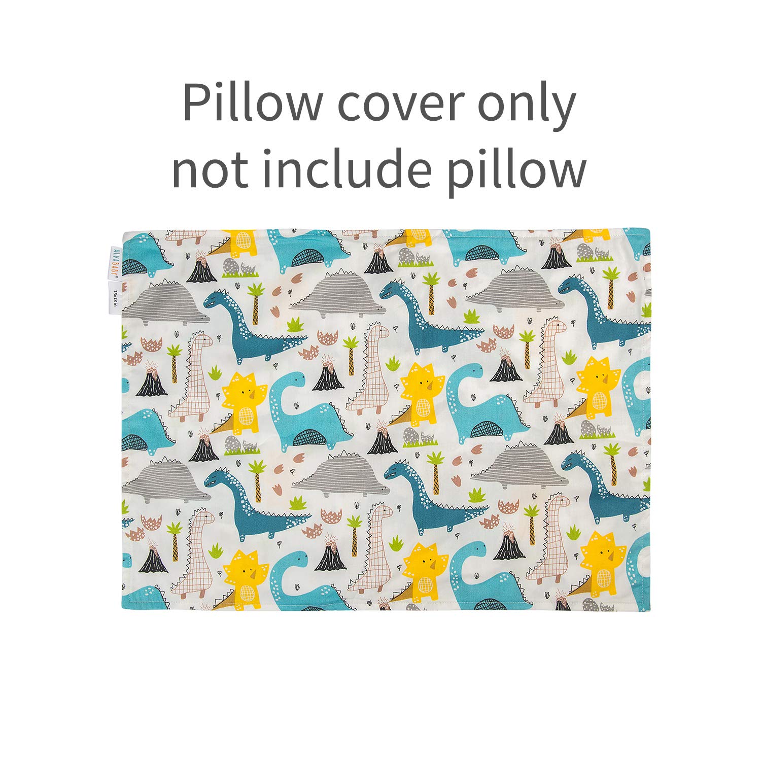 ALVABABY Toddler Pillowcases 2 Pack Organic Cotton Kids Pillow Cover Fit 13"x 18" or 12"x16" Envelope for Girl Boy Sleepy Travel