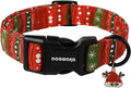 DOGWONG Christmas Dog Collar- Cute Red Christmas Strip Dog Collars Adjustable Designer Dog Collar for Small Medium Large Dogs M