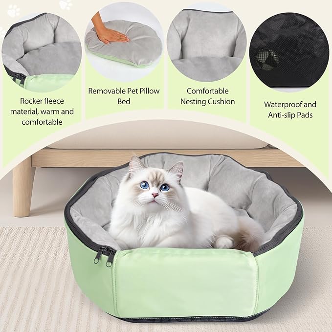 2-in-1 Convertible Pet Sling Carrier & Bed - with Breathable Mesh, Adjustable Strap & Pocket，for Travel, Vet Visit & Home Use, Up to 22lbs