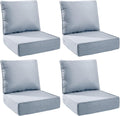 6" Thick Outdoor Cushions 24x24x6, 4-Set Deep Seat Patio Cushions with Removable Cover, Waterproof & Fade Resistant Replacement for Wicker Chair, Loveseat, Sofa - Baby Blue