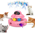 Automatic Cat Toys,4-in-1 InteractiveCat Toys for Bored Indoor Adult Cats, Electric Flying Butterfly,Rechargeable Moving Ambush Feather,Pink Kitter Toy Track Balls