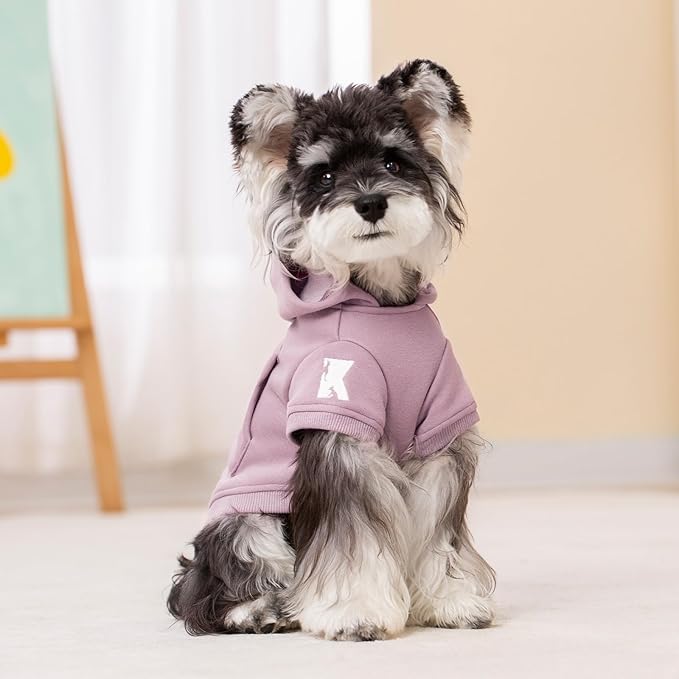 Koneseve Dog Hoodie & Cat Sweater, Warm Fleece Hooded Sweatshirt with Pocket for Small to Large Pets, Cozy Winter Outfit, Purple, XL