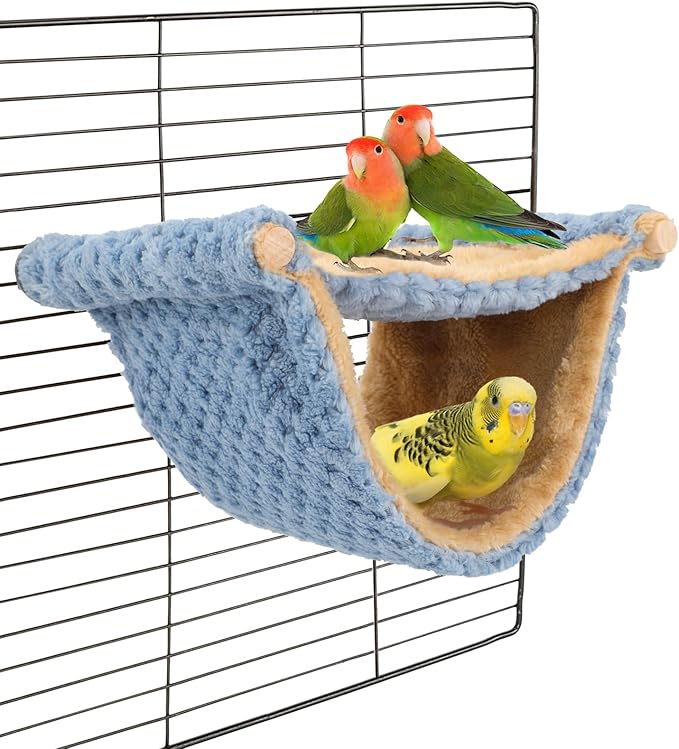BWOGUE Winter Warm Bird Nest Bed Hanging Hammock Snuggle Hut Parrot House Tent Toy Bird Cage Perch for Parakeet Budgies Cockatiels Lovebird Cockatoo Finch Hamster Chinchilla Guinea Pig