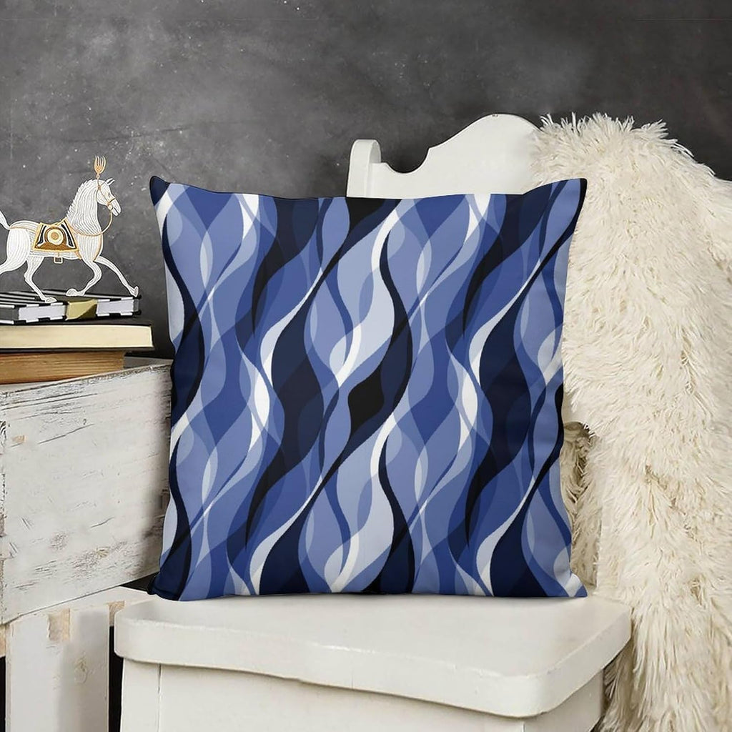 Navy Blue Throw Pillow Covers Modern Abstract Black and Blue Striped Decorations for Bedroom Living Room Farmhouse Sofa Pillows Bed Couch 16x16 Inch