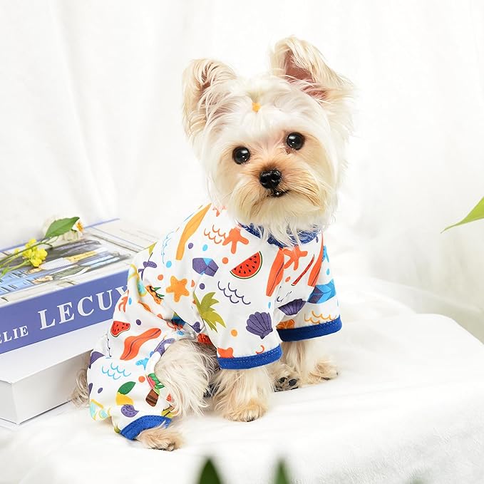 Dog Clothes for Small Dogs Boy Girl, Dog Pajamas Tiny Chihuahua Yorkie Spring Summer Shirt, Cute Puppy Outfit Pjs Jumpsuit Cat Onesie Apparel Pet Clothes