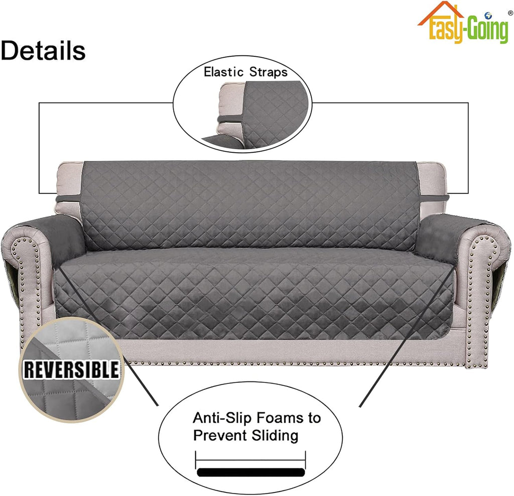 Easy-Going Oversized Chair Sofa Slipcover Reversible Sofa Cover Water Resistant Couch Cover Furniture Protector Cover with Elastic Straps for Pets Dog (Oversized Chair, Gray/Light Gray)