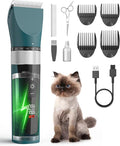 oneisall Cat Clippers for Matted Hair, 5-Speed Quiet Cat Grooming kit, Cordless Pet Shaver for Long Hair,Waterproof Pet Hair Trimmer, Pet Clippers for Cats(Green)