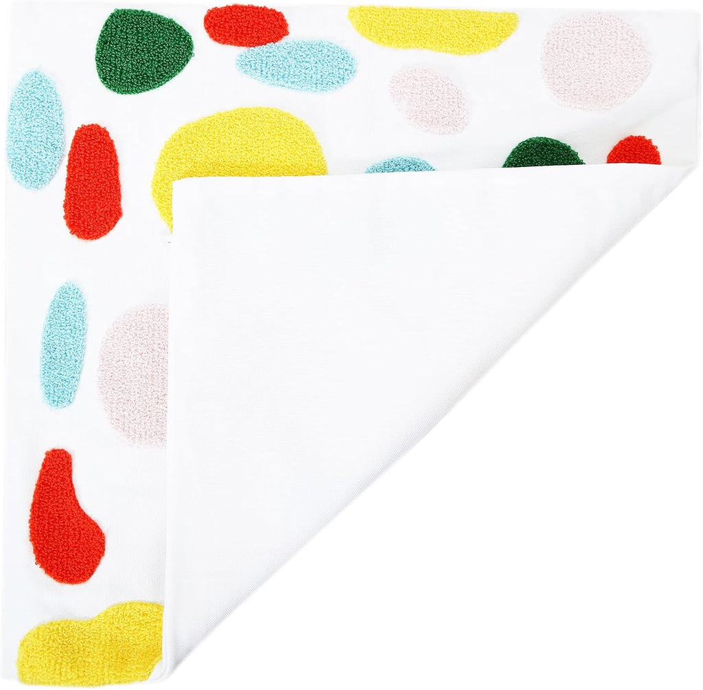 DECOBIRD Embroidery Throw Pillow Cover 18x18 Stone Home Decor Loop Embroidered Pillowcase Durable Cotton Canvas Square Pillow Case for Couch Sofa 45x45cm Cushion Cover, 1 Piece